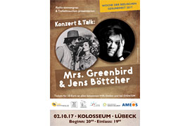 Plakat Mrs. Greenbird und Jens Böttcher im Kolosseum Lübeck