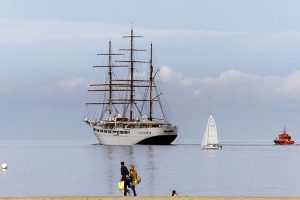 Der Großsegler Sea Cloud II beim Auslaufen vor Travemünde © travemedia 