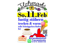 Plakat Flohmarkt Februar 2018 im Strandbahnhof Travemünde