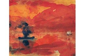 Emil Nolde, Meer mit Dampfer, Aquarell, 193x245 mm © Nolde Stiftung Seebüll