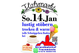 Plakat Flohmarkt Januar 2018 im Strandbahnhof Travemünde