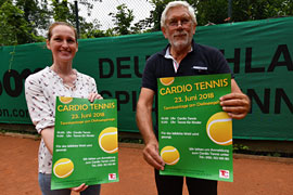 Anke Stecher und Jochen Torpus werben für Cardio-Tennisveranstaltung © Michael Koch