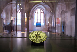 Siegelstempel der Sankt Knuds Gilde in Odense, Leihgabe des Dänischen Nationalmuseums Kopenhagen, © Europäisches Hansemuseum, Foto: Olaf Malzahn