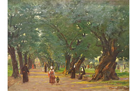 Leonhard Boldt, Park der Villa Borghese, 1908, Öl auf Leinwand © Sparkassen-Kulturstiftung OH