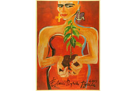 Elvira Bach - Selbst mit Pflanze © VG Bild-Kunst