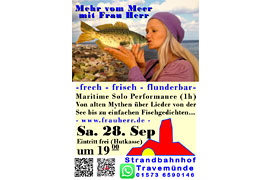 Plakat Mehr vom Meer mit Frau Herr © Strandbahnhof Travemünde