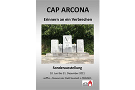 Plakat Wanderausstellung „Cap Arcona. Erinnern an ein Verbrechen“ im zeiTTor