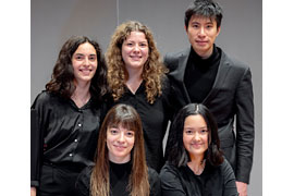 1. Possehlpreisträgern – Quantum Quintett_v. l. n. r. Beatriz Ferreira, Carlota Vallejo Sánchez, Anaelle M'Barek, Alisa von Rohden, Ding Zhang © Maximilian Busch