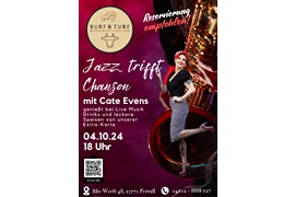 Plakat Jazz Abend mit Cate Evens © Surf & Turf - Travemünde