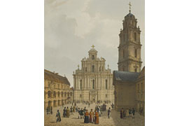 Lithographie der Stadt Vilnius von Jan Kazimierz Wilczyński, 1850 (aus der Lithographie-Sammlung Album Wileńskie)