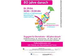Plakat Auftakt Haffhuus „Engagiert für Demokratie – 80 Jahre danach“