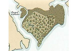 Die Burg im Binnenwasser auf dem Stadtplan von 1802 – Bildquelle: J. H. Koch, Neustadt in Holstein. Kleiner Stadtführer durch Alt-Neustadt (1998)