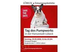 Plakat „Tag des Pumpwerks“ in der Hansestadt Lübeck