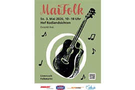 Plakat „MaiFolk“ 2026 auf Hof Radlandsichten