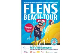 Plakat „FLENS Beach-Tour“ 2026 – Timmendorfer Strand/Niendorf an der Ostsee
